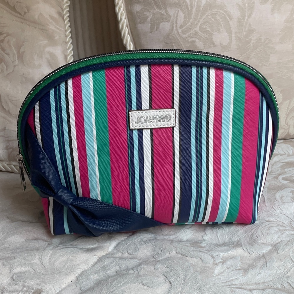 1246.‎ Joan & David 3 Piece Colorful Striped Cosmetic & Toiletry Bag Set. NWOT. - Picture 4 of 5